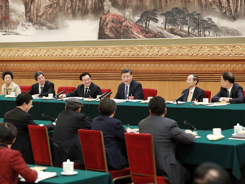 2019年3月8日，習(xí)近平總書記參加十三屆全國人大二次會議河南代表團(tuán)的審議。